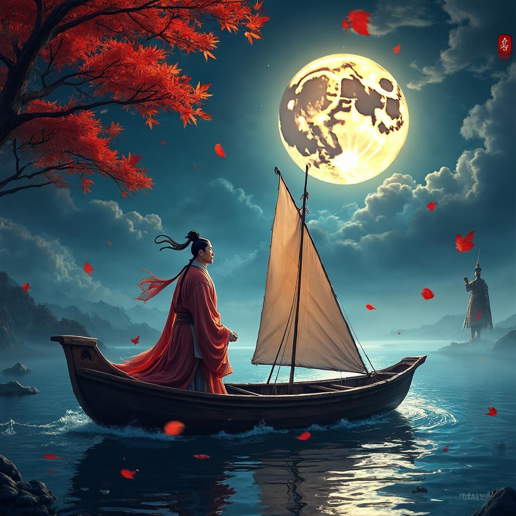 夜泊牛渚怀古 - 诗意画境