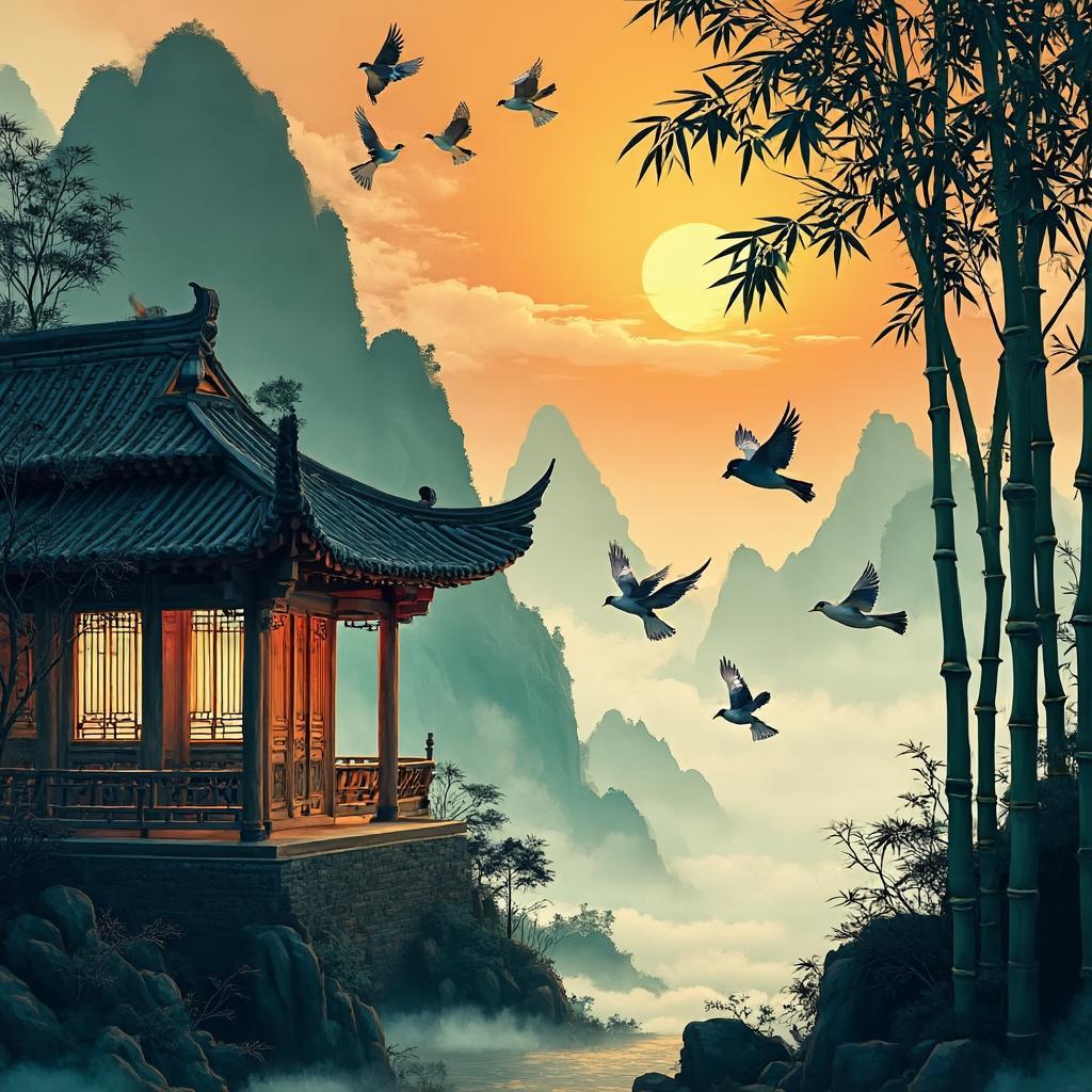 山中杂诗 - 诗意画境